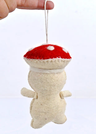 Handmade Wool Felt Mushroom Hanging Ornament