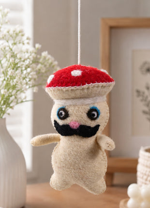Handmade Wool Felt Mushroom Hanging Ornament