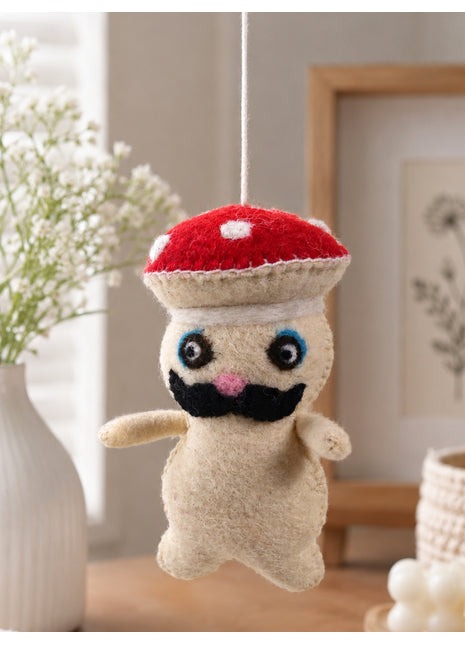 Handmade Wool Felt Mushroom Hanging Ornament