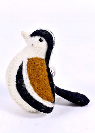 Handmade Wool Felt Bird Hanging Ornament – Cute Chickadee Songbird Miniature for Woodland Holiday