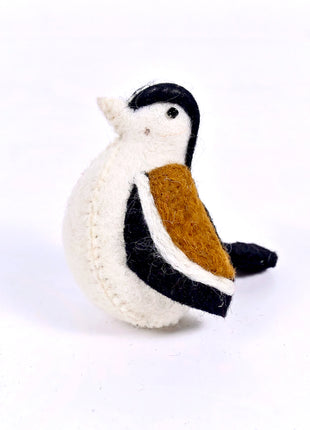 Handmade Wool Felt Bird Hanging Ornament – Cute Chickadee Songbird Miniature for Woodland Holiday