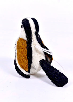Handmade Wool Felt Bird Hanging Ornament – Cute Chickadee Songbird Miniature for Woodland Holiday