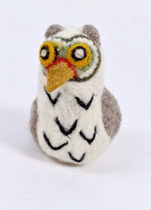 Handmade Wool Felt Owl Christmas Ornament – Cute Snowy Owl Figurine for Winter Woodland