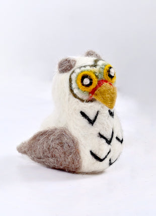 Handmade Wool Felt Owl Christmas Ornament – Cute Snowy Owl Figurine for Winter Woodland
