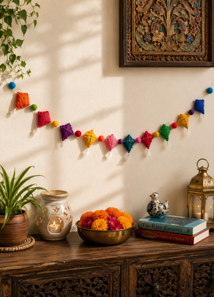 Colorful Kite Wool Felt Garland – Handmade Festive Kite Banner