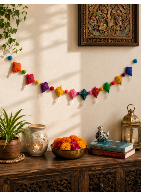 Colorful Kite Wool Felt Garland – Handmade Festive Kite Banner