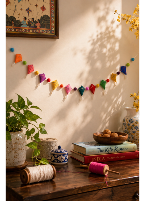Colorful Kite Wool Felt Garland – Handmade Festive Kite Banner