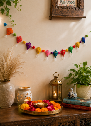 Colorful Kite Wool Felt Garland – Handmade Festive Kite Banner