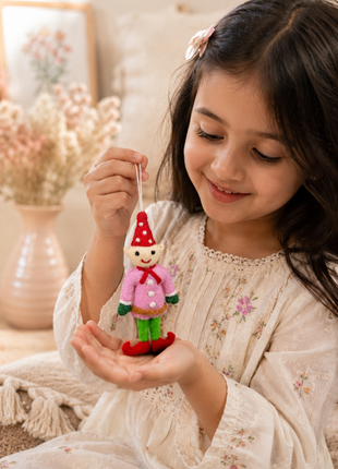Handmade Wool Felt Christmas Elf Hanging Ornament – Festive Tree Decoration & Holiday Home Décor