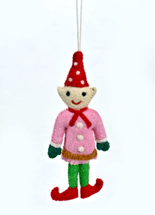 Handmade Wool Felt Christmas Elf Hanging Ornament – Festive Tree Decoration & Holiday Home Décor