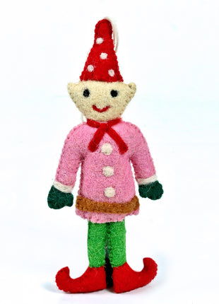Handmade Wool Felt Christmas Elf Hanging Ornament – Festive Tree Decoration & Holiday Home Décor