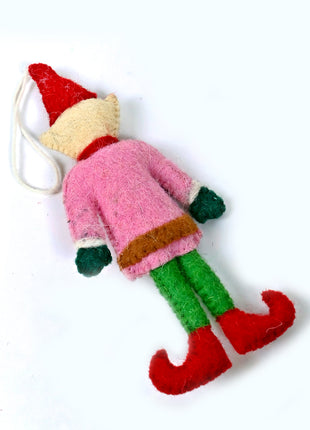 Handmade Wool Felt Christmas Elf Hanging Ornament – Festive Tree Decoration & Holiday Home Décor