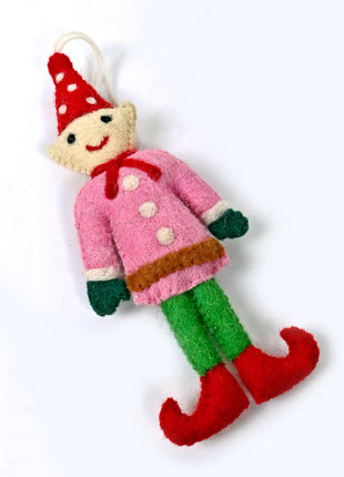 Handmade Wool Felt Christmas Elf Hanging Ornament – Festive Tree Decoration & Holiday Home Décor