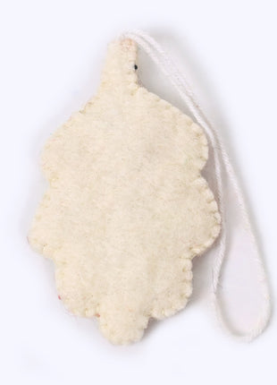 Handmade Wool Felt White Leaf Hanging Ornament – Christmas Tree Decoration & Nature-Inspired Holiday Décor