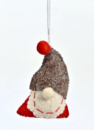 Handmade Wool Felt Gnome Face Hanging Ornament – Christmas Tree Decoration & Holiday Home Décor