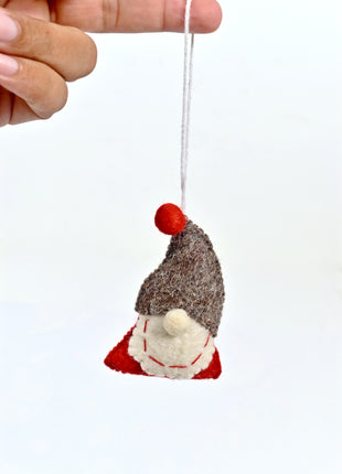 Handmade Wool Felt Gnome Face Hanging Ornament – Christmas Tree Decoration & Holiday Home Décor