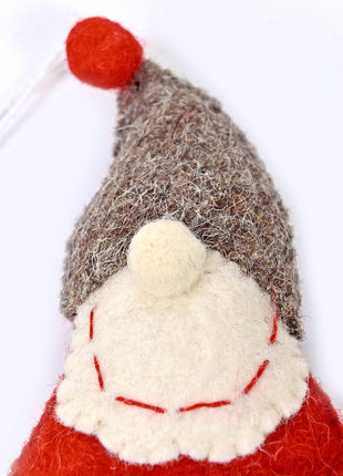 Handmade Wool Felt Gnome Face Hanging Ornament – Christmas Tree Decoration & Holiday Home Décor