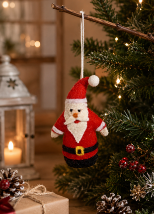 Handmade Wool Felt Santa Claus Hanging Ornament – Christmas Tree Decoration & Holiday Home Décor