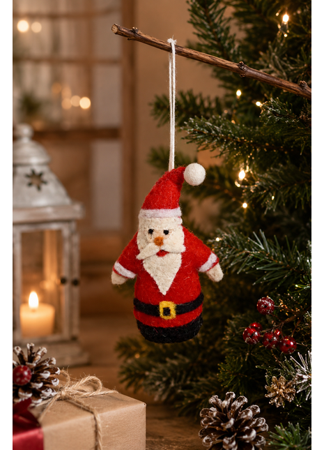 Handmade Wool Felt Santa Claus Hanging Ornament – Christmas Tree Decoration & Holiday Home Décor