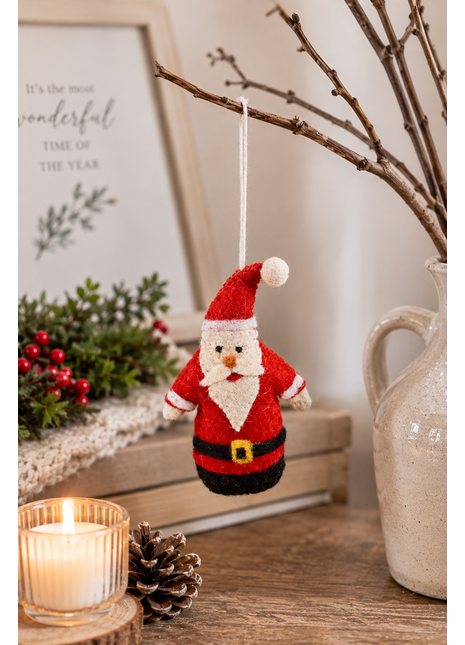 Handmade Wool Felt Santa Claus Hanging Ornament – Christmas Tree Decoration & Holiday Home Décor