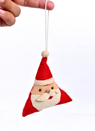 Handmade Wool Felt Santa Claus Triangle Hanging Ornament – Christmas Tree & Holiday Home Décor