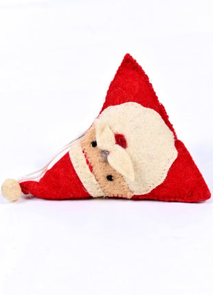 Handmade Wool Felt Santa Claus Triangle Hanging Ornament – Christmas Tree & Holiday Home Décor