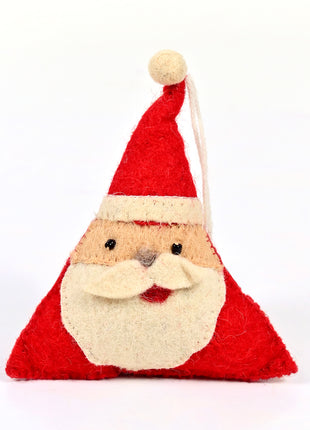 Handmade Wool Felt Santa Claus Triangle Hanging Ornament – Christmas Tree & Holiday Home Décor