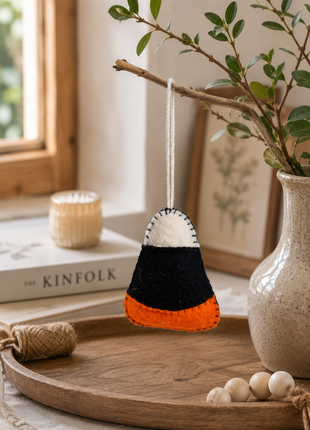 Handmade Wool Felt Candy Corn Hanging Ornament – Halloween Tree & Spooky Home Décor
