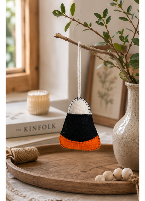 Handmade Wool Felt Candy Corn Hanging Ornament – Halloween Tree & Spooky Home Décor