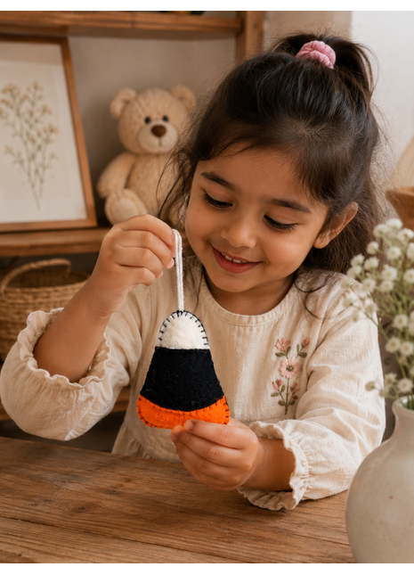 Handmade Wool Felt Candy Corn Hanging Ornament – Halloween Tree & Spooky Home Décor