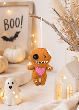 Handmade Wool Felt Voodoo Doll Hanging Ornament – Halloween Spooky Tree & Home Décor