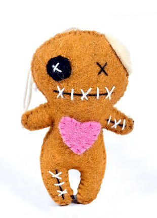 Handmade Wool Felt Voodoo Doll Hanging Ornament – Halloween Spooky Tree & Home Décor