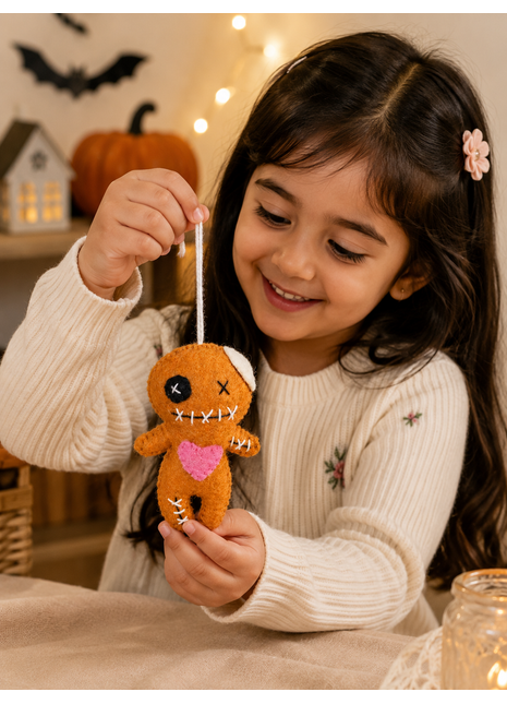 Handmade Wool Felt Voodoo Doll Hanging Ornament – Halloween Spooky Tree & Home Décor