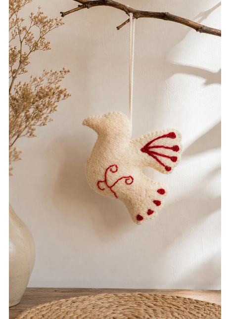 Handmade Wool Felt Dove Hanging Ornament – Peace Bird Christmas Tree & Home Décor