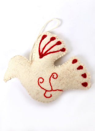 Handmade Wool Felt Dove Hanging Ornament – Peace Bird Christmas Tree & Home Décor