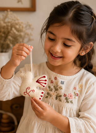 Handmade Wool Felt Dove Hanging Ornament – Peace Bird Christmas Tree & Home Décor