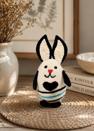 Handmade Wool Felt Bunny Ornament – Cute Rabbit Easter Decoration & Nursery Home Décor