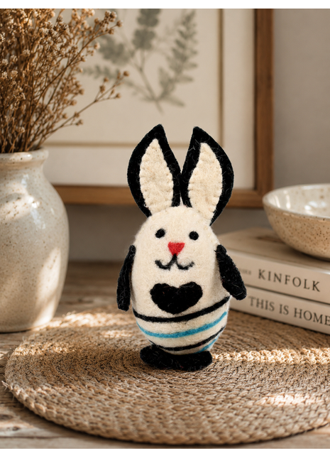 Handmade Wool Felt Bunny Ornament – Cute Rabbit Easter Decoration & Nursery Home Décor