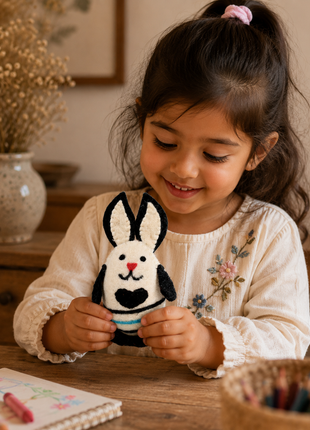 Handmade Wool Felt Bunny Ornament – Cute Rabbit Easter Decoration & Nursery Home Décor