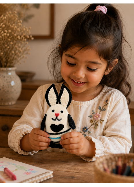 Handmade Wool Felt Bunny Ornament – Cute Rabbit Easter Decoration & Nursery Home Décor