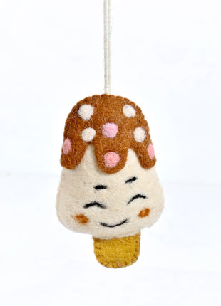 Handmade Wool Felt Smiling Mushroom Hanging Ornament – Cute Woodland Christmas Tree & Home Décor