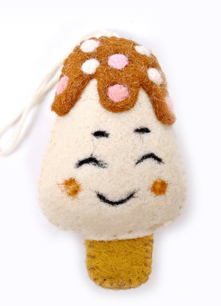 Handmade Wool Felt Smiling Mushroom Hanging Ornament – Cute Woodland Christmas Tree & Home Décor