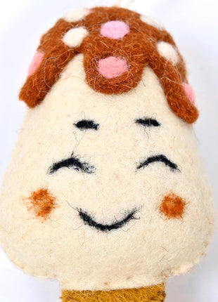Handmade Wool Felt Smiling Mushroom Hanging Ornament – Cute Woodland Christmas Tree & Home Décor