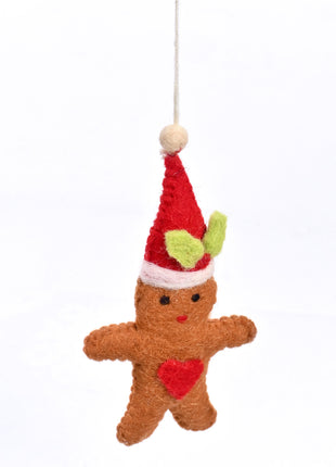 Handmade Wool Felt Gingerbread Christmas Hanging Ornament – Festive Holiday Tree & Home Decoration