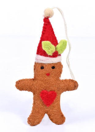 Handmade Wool Felt Gingerbread Christmas Hanging Ornament – Festive Holiday Tree & Home Decoration