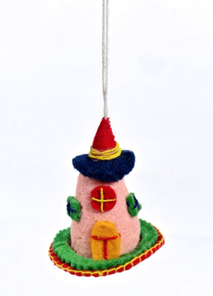 Handmade Wool Felt Fairy House Hanging Ornament – Whimsical Home & Nursery Decoration