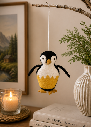 Handmade Wool Felt Penguin Hanging Ornament – Cute Penguin Christmas & Winter Home Décor