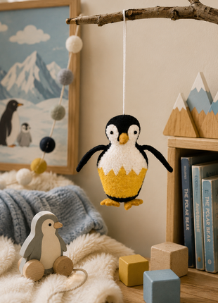 Handmade Wool Felt Penguin Hanging Ornament – Cute Penguin Christmas & Winter Home Décor
