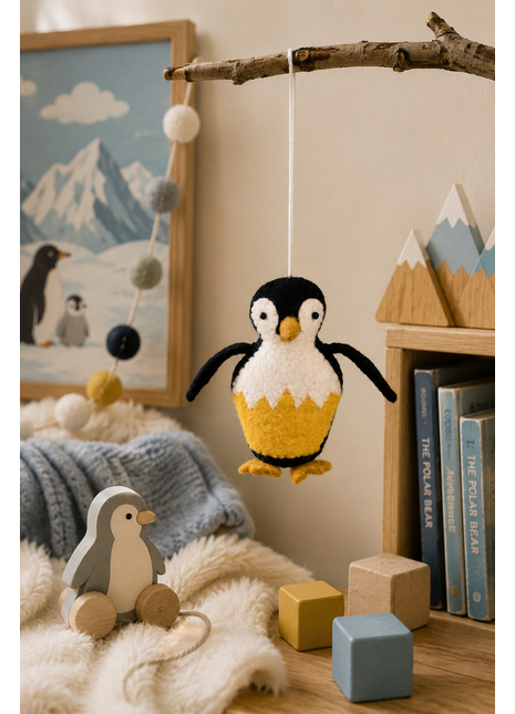 Handmade Wool Felt Penguin Hanging Ornament – Cute Penguin Christmas & Winter Home Décor