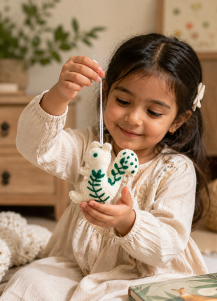 Handmade Wool Felt Squirrel Hanging Ornament – Woodland Animal Decoration for Nursery & Home Décor